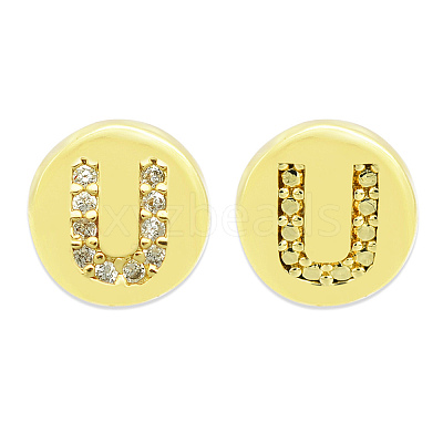 Brass Micro Pave Clear Cubic Zirconia Beads KK-T030-LA843-UX3-1