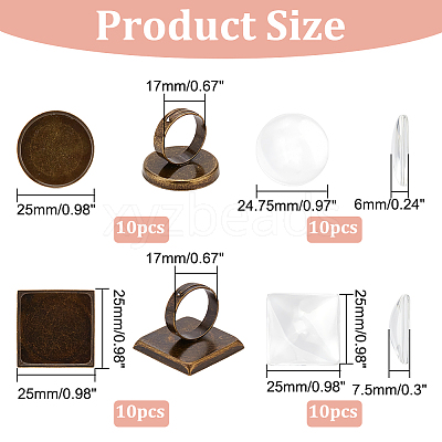 DIY Blank Dome Finger Ring Making Kit DIY-DC0001-79-1