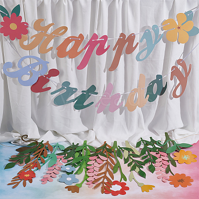 2 Bags 2 Styles Flower & Letter Paper Hanging Banner AJEW-UN0003-37-1
