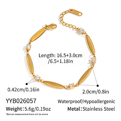 304 Stainless Steel Pave Clear Cubic Zirconia Link Chain Bracelets for Women WG6913A-01-1