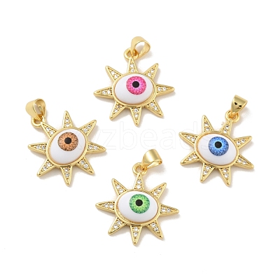Brass Micro Pave Cubic Zirconia Pendants KK-B059-46G-1