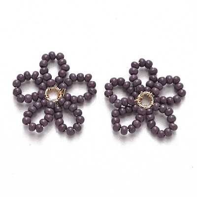 Glass Seed Beads Pendants FIND-R086-06F-1