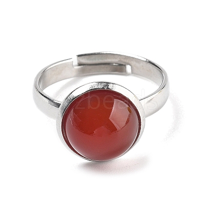 Half Round Natural Carnelian Finger Rings RJEW-M062-01P-44-1