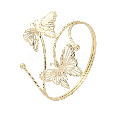 Butterfly Alloy Arm Cuff Bangles for Girl Women AJEW-A063-01I-G-1