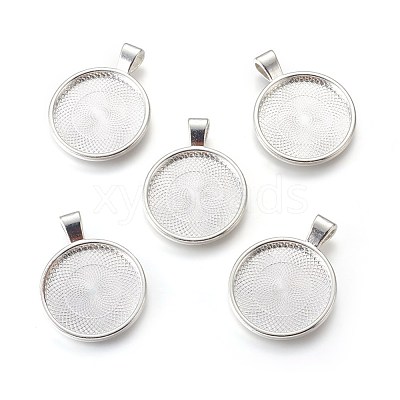 Metal Alloy Pendant Cabochon Settings X-PALLOY-A15654-S-1