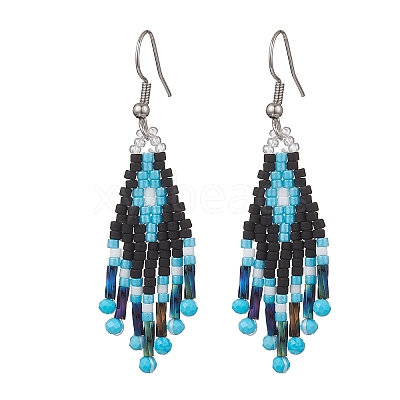 Natural Magnesite Rhombus Dangle Earrings EJEW-MZ00632-01-1