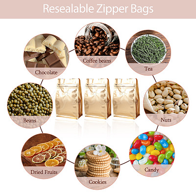 10Pcs BOPP and Aluminized PET and PE Resealable Coffee Zipper Bags with Valve ABAG-TA0001-93D-1