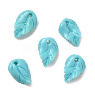 Synthetic Coral Dyed Leaf Charms CORA-Q034-01-04-1