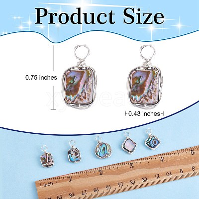 8Pcs 4 Styles Natural Abalone Shell/Paua Shell Pendants FIND-SZ0003-08-1