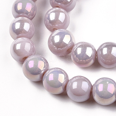 Electroplate Opaque Glass Beads Strands GLAA-T032-P8mm-AB07-1