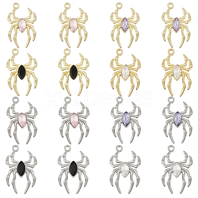 16Pcs 8 Styles Glass Spider Pendant FIND-CA0008-37-1