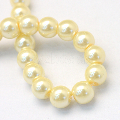 Baking Paint Pearlized Glass Pearl Round Bead Strands HY-Q330-8mm-21-1