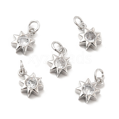 Brass Micro Pave Cubic Zirconia Charms KK-E068-VB237-1