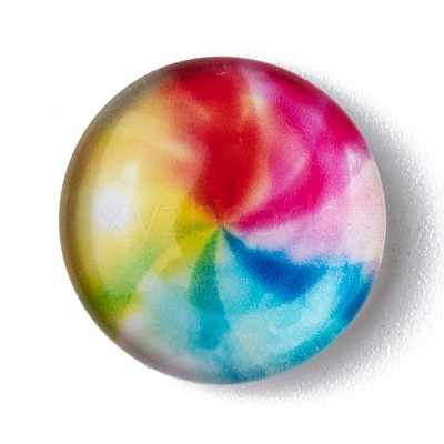 Mosaic Printed Glass Half Round/Dome Cabochons X-GGLA-N004-16mm-G-1