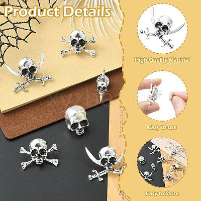 8Pcs 4 Styles Halloween Alloy Lapel Pin Backs for Backpack Clothes JEWB-CJ0003-46-1