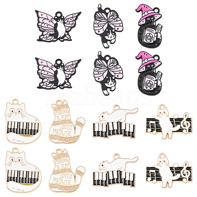 14Pcs 7 Styles Spray Painted Alloy Enamel Pendants ENAM-FS0002-63-1