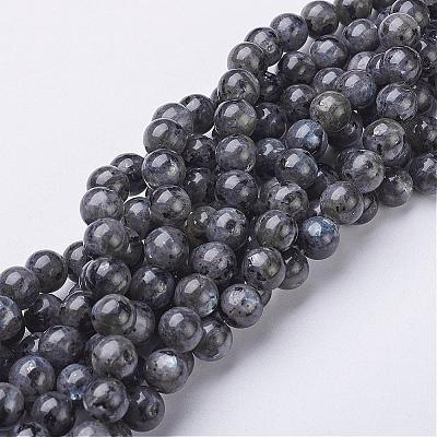 Natural Larvikite Beads Strands GSR8mmC128-1