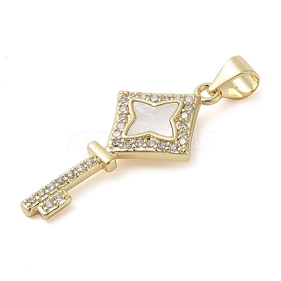 Brass Micro Pave Clear Cubic Zirconia Pendants KK-I712-58G-02-1