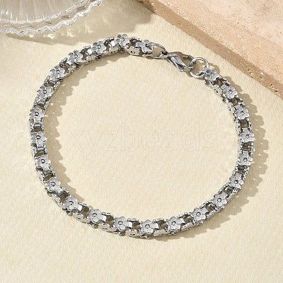 304 Stainless Steel Flower Link Chain Necklaces & Bracelets Sets SJEW-D091-04P-1