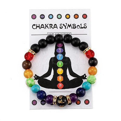 Natural & Synthetic Mixed Gemstone Stretch Bracelet PW-WG86461-02-1