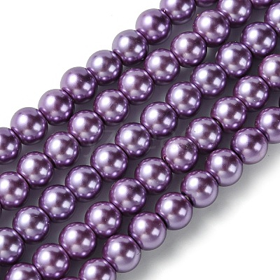 Eco-Friendly Dyed Glass Pearl Bead Strands HY-A008-6mm-RB083-1