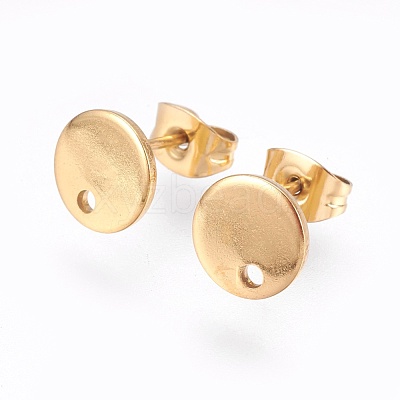 Ion Plating(IP) 304 Stainless Steel Stud Earring Findings STAS-G178-01G-8mm-1