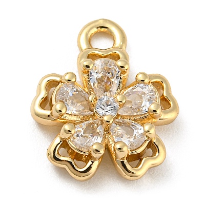 Brass with Clear Cubic Zirconia Charms KK-G478-02D-KCG-1