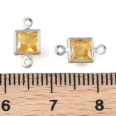SHEGRACE Brass Pave Cubic Zirconia Square Connector Charms XGRQ2O014-440D-P-1