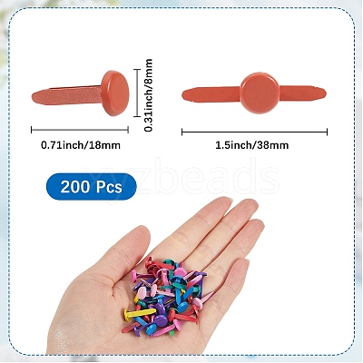 200Pcs Paint Spraying Flat Round Iron Fasteners Brads DIY-SP0003-38C-1