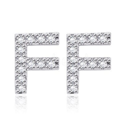 Brass Cubic Zirconia Stud Earrings EJEW-BB35118-F-1
