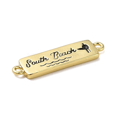 Beach Theme Rack Plating Brass Rectangle Connector Charms KK-P261-08D-G08-1