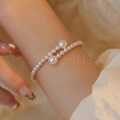 Resin Imitation Pearl Beaded Cuff Bangles for Women WGD81E8-10-1