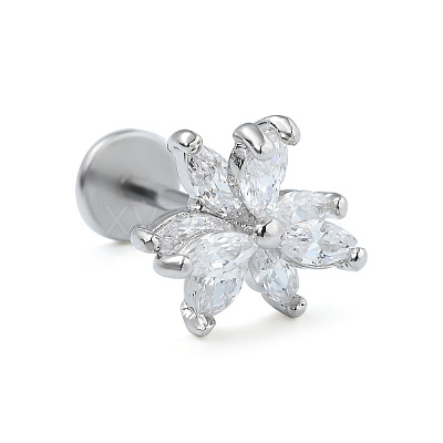 Stainless Steel Micro Pave Clear Cubic Zirconia Cartilage Earrings for Women Men WG39C06-04-1