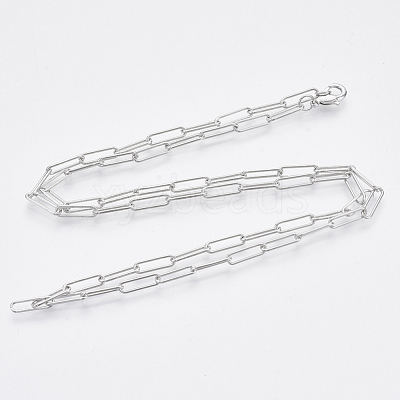 Brass Round Oval Paperclip Chain Necklace Making MAK-S072-04B-P-1