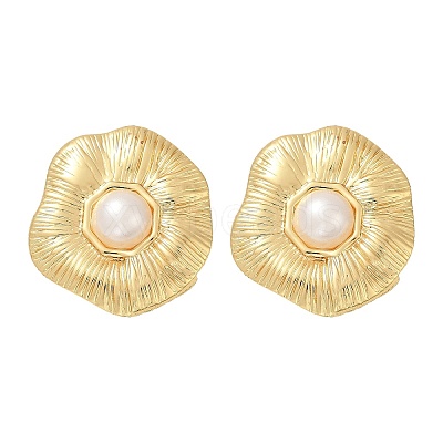 304 Stainless Steel ABS Plastic Pearl Stud Earrings STAS-D368-01C-G-1