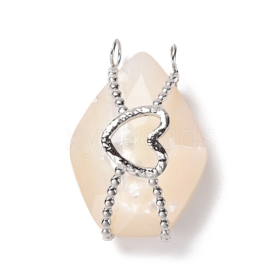 Natural White Shell Pendants SSHEL-C009-03P-1