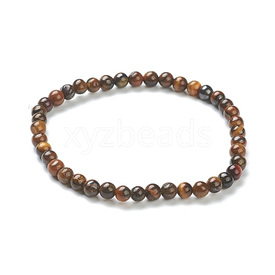 Natural Tiger Eye Beaded Stretch Bracelets BJEW-D446-A-29-1