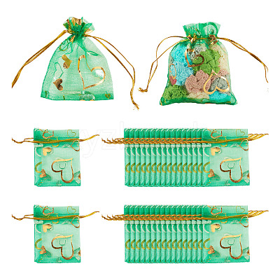 50Pcs Heart Printed Organza Bags OP-TADJ0001-01I-1