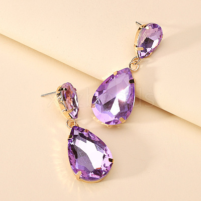 Colorful Transparent Glass Crystal Earrings with Fashionable Waterdrop Shape for Elegant and Stylish Women ST7381527-1