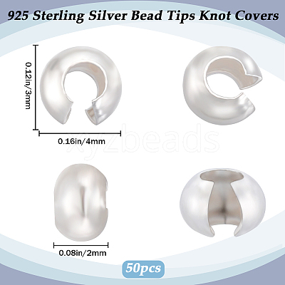 925 Sterling Silver Bead Tips Knot Covers STER-BBC0005-94A-S-1