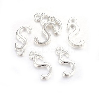 Silver Color Plated Alloy Letter Pendants LS-X-PALLOY-J718-01S-S-1