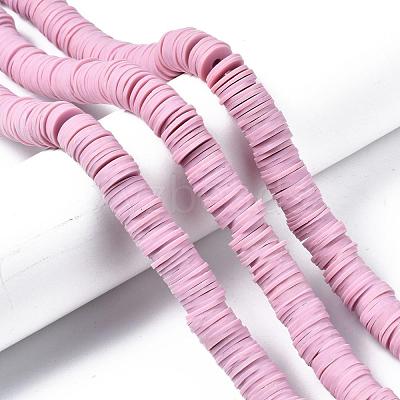 Flat Round Handmade Polymer Clay Beads CLAY-R067-12mm-26-1