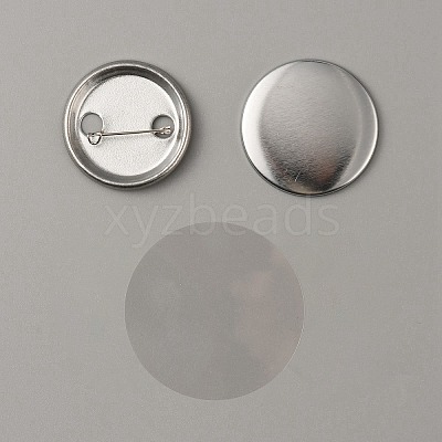 Flat Round Iron Badge Button Parts DIY-WH0297-15C-1