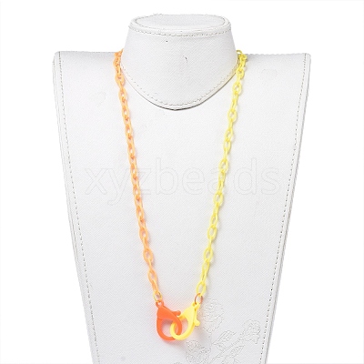 Personalized Two Tone ABS Plastic Cable Chain Necklaces NJEW-JN02825-02-1