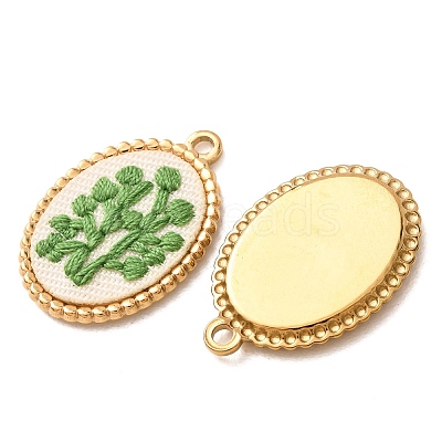 304 Stainless Steel & Cloth Embroidered Pendants FB-CBAFBAF-09G-01-1