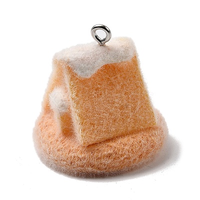 Christmas Flocky Opaque Resin Pendants LS-RESI-F062-04F-1
