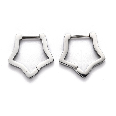 Tarnish Resistant 304 Stainless Steel Star Huggie Hoop Earrings STAS-J033-06P-1