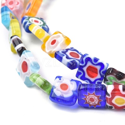 Square Handmade Millefiori Glass Beads LK-R004-52-1