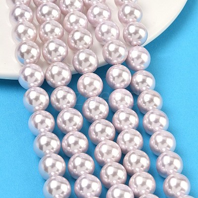Electroplated Shell Pearl Beads Strands BSHE-G041-10mm-06-1
