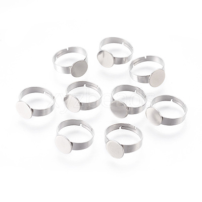 Tarnish Resistant Adjustable 304 Stainless Steel Finger Rings Components X-STAS-F149-21P-A-1